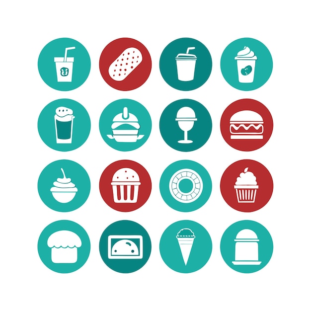 Iconen voor voedsel en drank Vectorillustratie voor documenten, websites en mobiele toepassingen