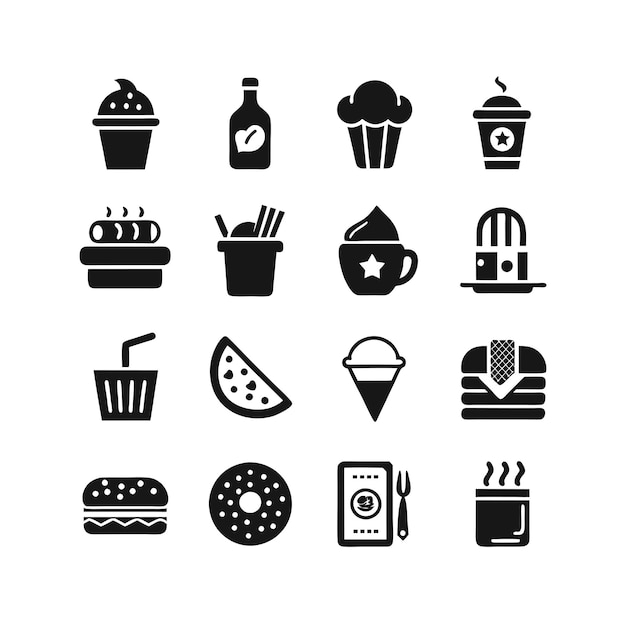 Iconen voor voedsel en drank Vectorillustratie voor documenten, websites en mobiele toepassingen