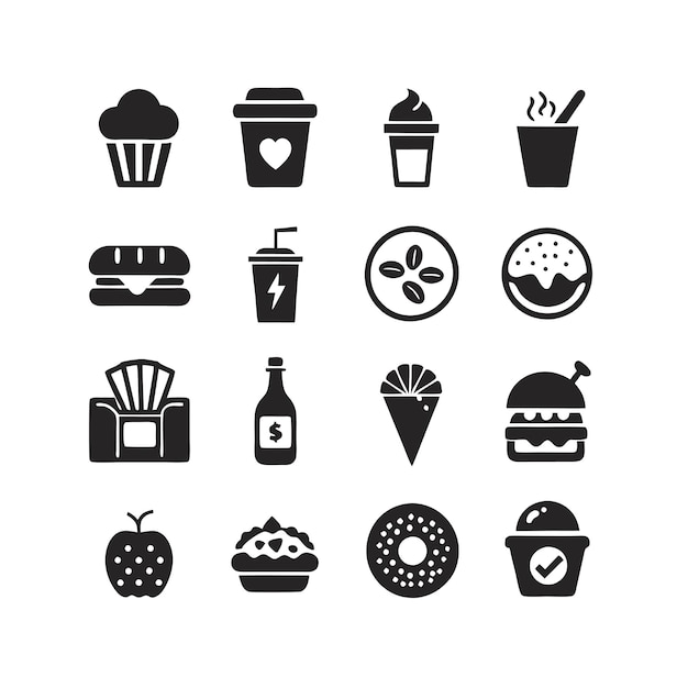 Iconen voor voedsel en drank Vectorillustratie voor documenten, websites en mobiele toepassingen