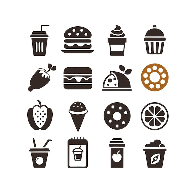 Iconen voor voedsel en drank Vectorillustratie voor documenten, websites en mobiele toepassingen