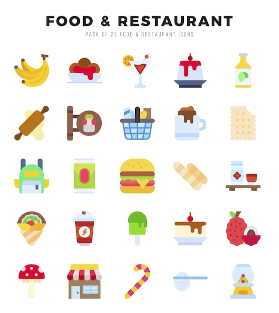 Iconen voor voedsel en restaurants Vectorillustratie