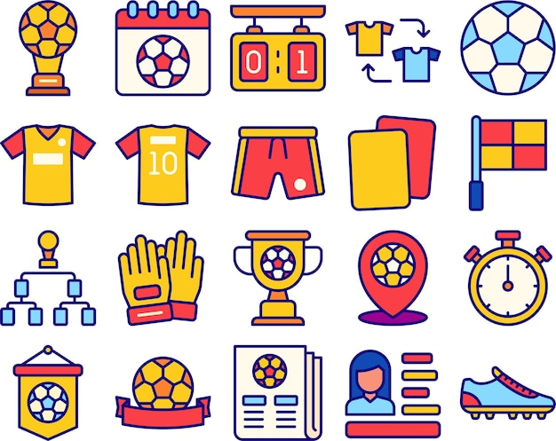 Iconencollectie voor voetbalapparatuur