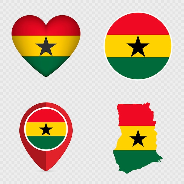 Iconenpakket van de vlag van Ghana Vectorillustratie
