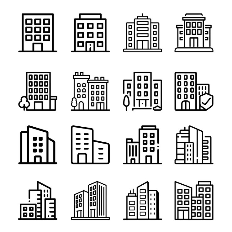 Vector iconenpakket voor gebouwen