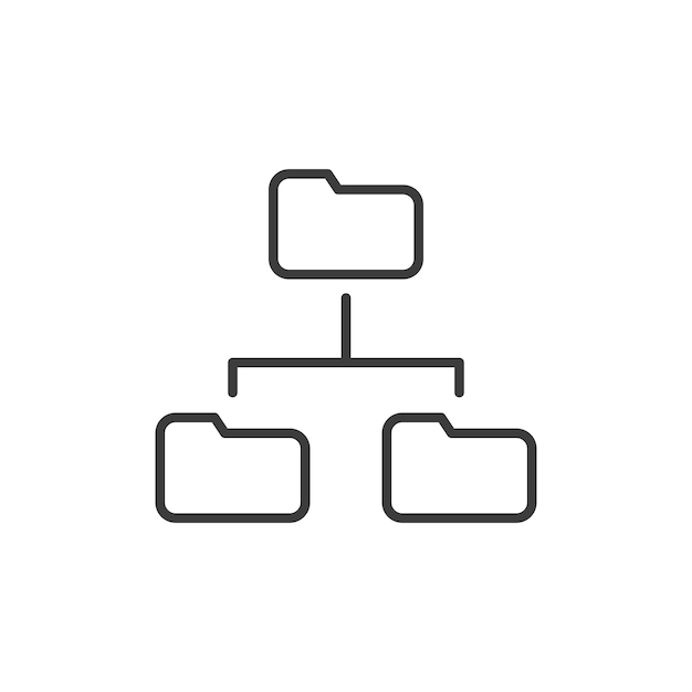 Iconenverzameling mappenboom directory structuur vector symbool gegevens sub map hierarchie pictogram in zwarte gevulde en omschreven stijl
