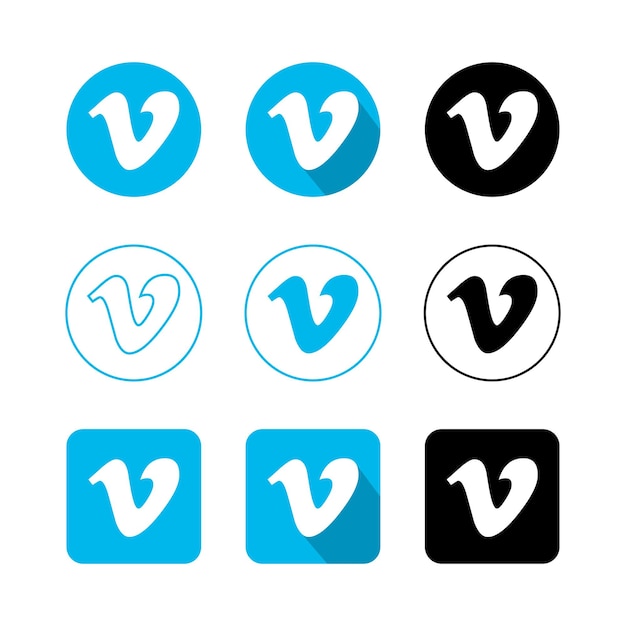 Vector iconenverzameling van vector vimeo