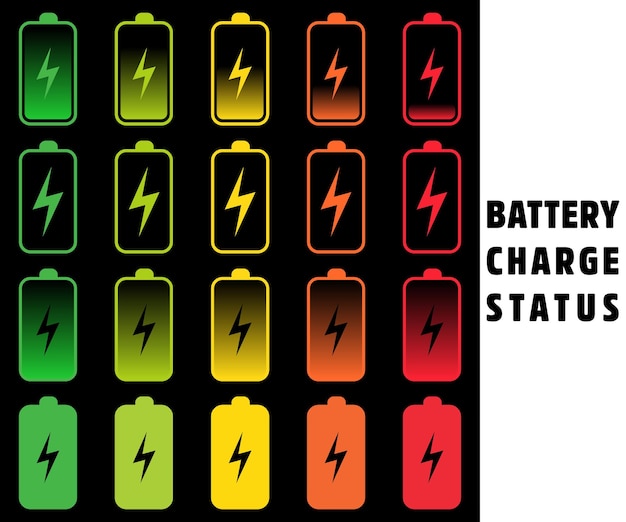 Vector iconenverzameling voor batterijlading