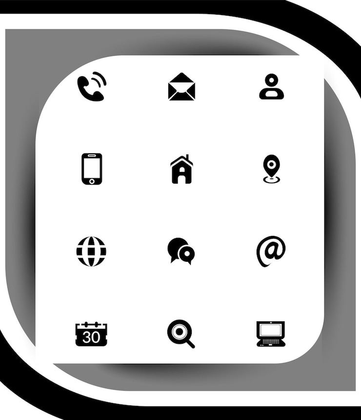 Vector iconenverzameling voor visitekaartjes contacteer ons iconenset en iconensets voor zaken en kantoor