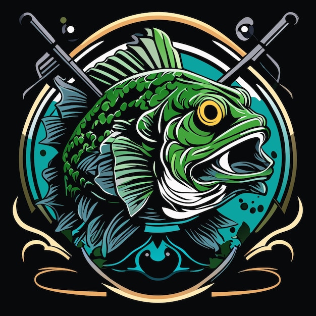 Premium Vector  Iconic big bass fish concept for clothing