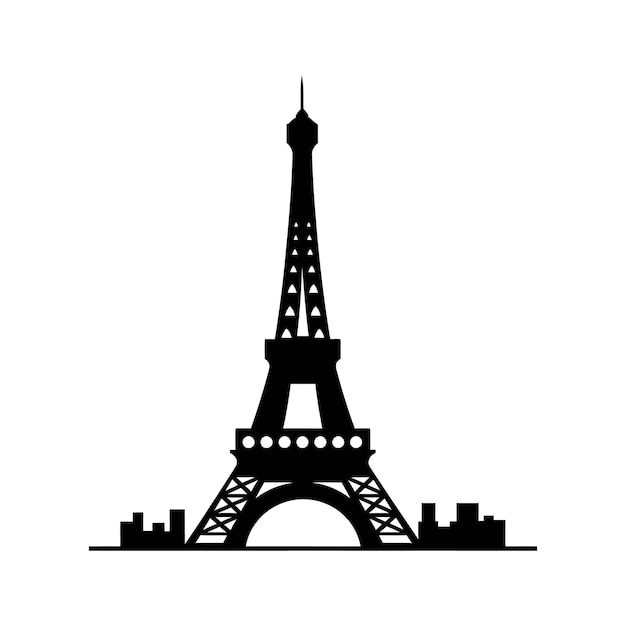 Iconic eiffel tower vector silhouette in paris