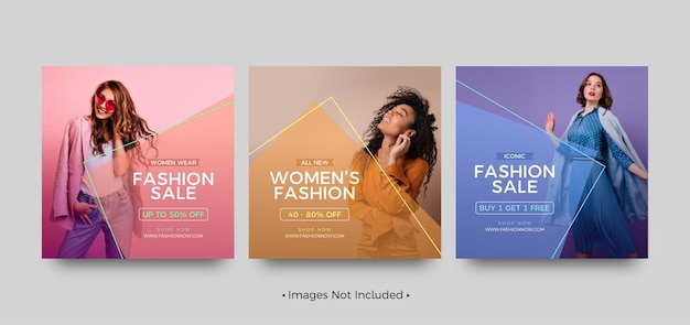 Vector iconic fashion sale social media post templates