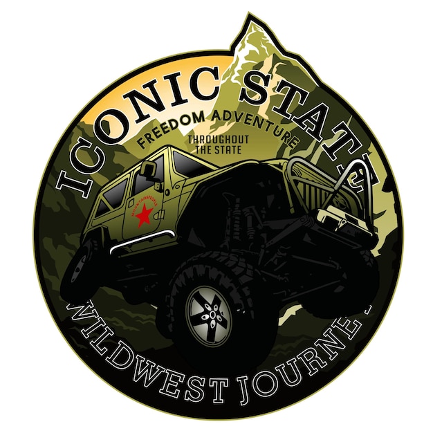 Iconic state, vector car illustration design graphic print