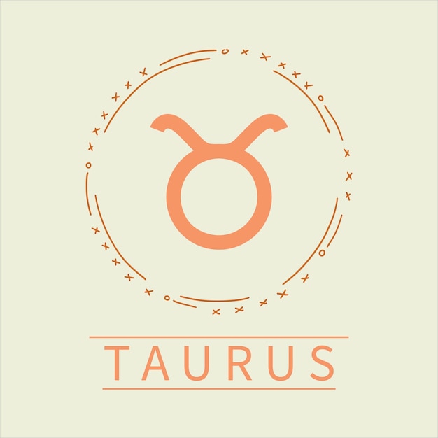 Vector iconic zodiac taurus decoration cute frame border vector