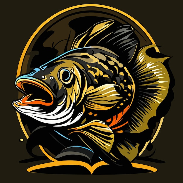 Vector iconisch big bass fish-ontwerp