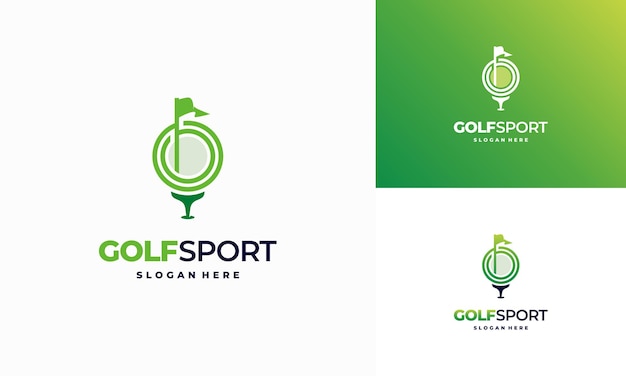 Iconisch Golf logo ontwerpen concept, Golf Land logo ontwerpen concept vector