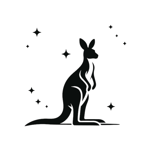 Vector iconische australische charm kangaroo wallaby logo illustratie in premium vector