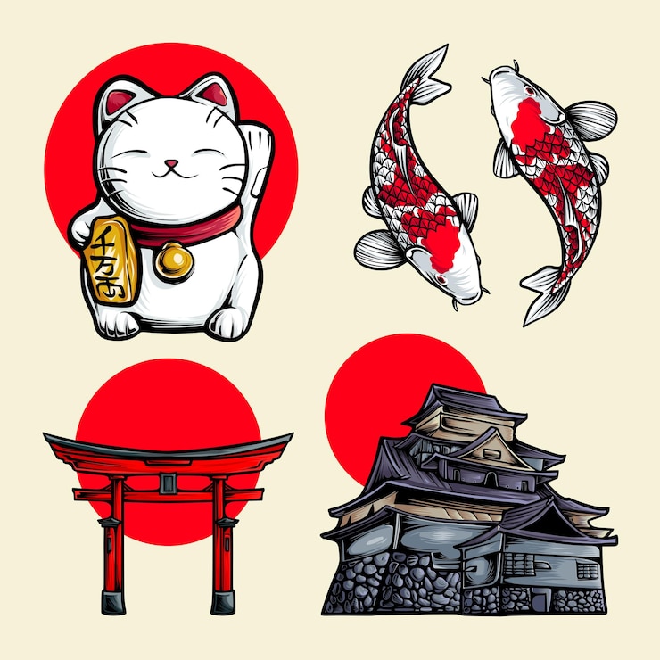 Vector iconische beelden van japan voor reizen