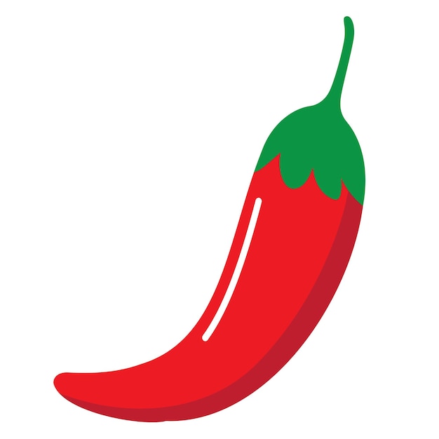 Vector iconische platte rode peper met hete chili
