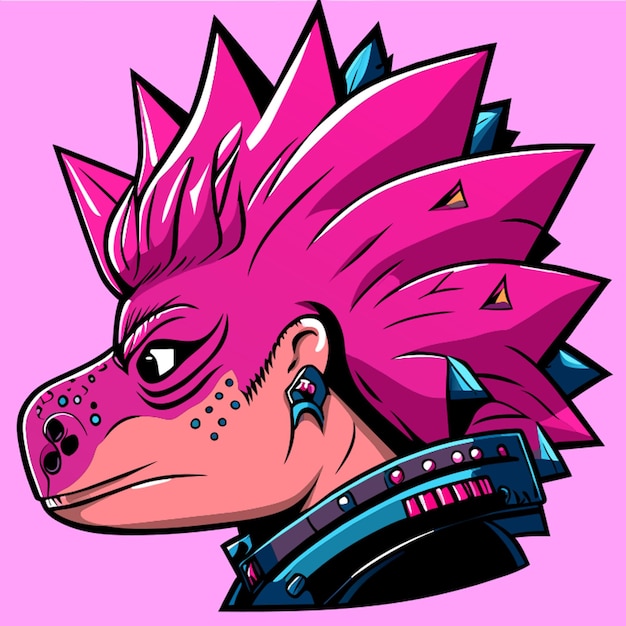 Icono divertido stegosaurus pink punk vector illustration