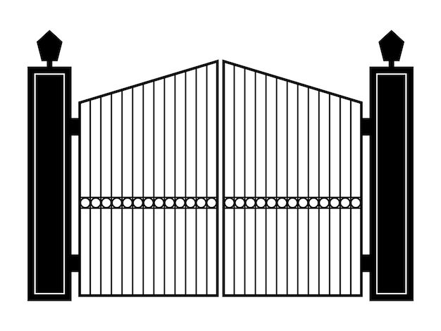 Iconontwerp van poort of hek geïsoleerd op witte achtergrond