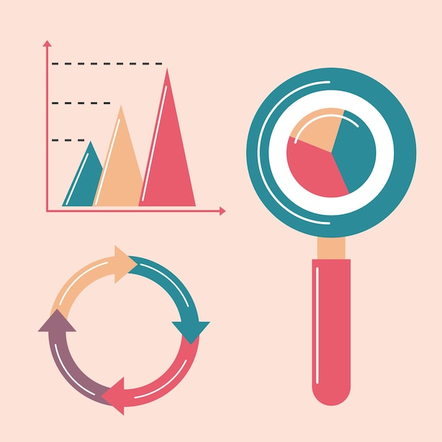 Vector icons analytics chart