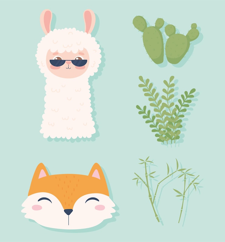 Vector icons animals and plants