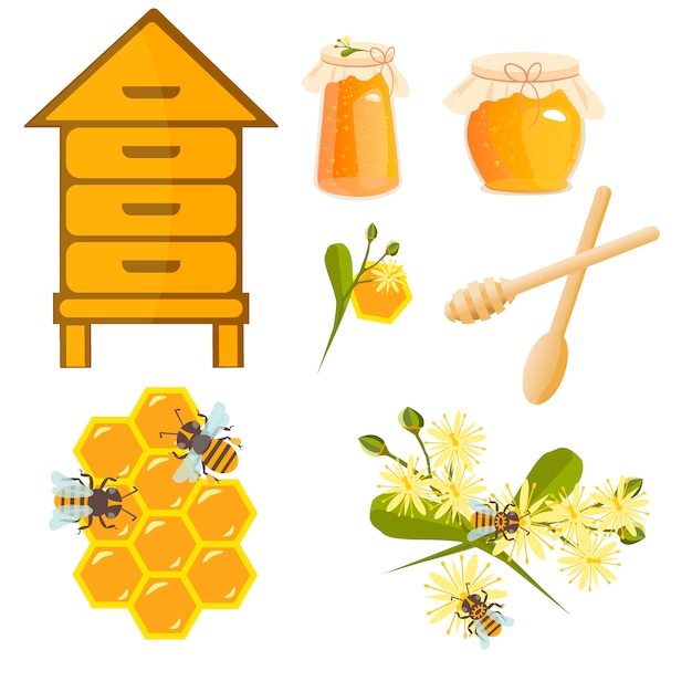 Vector icons apiaries and bee vector.