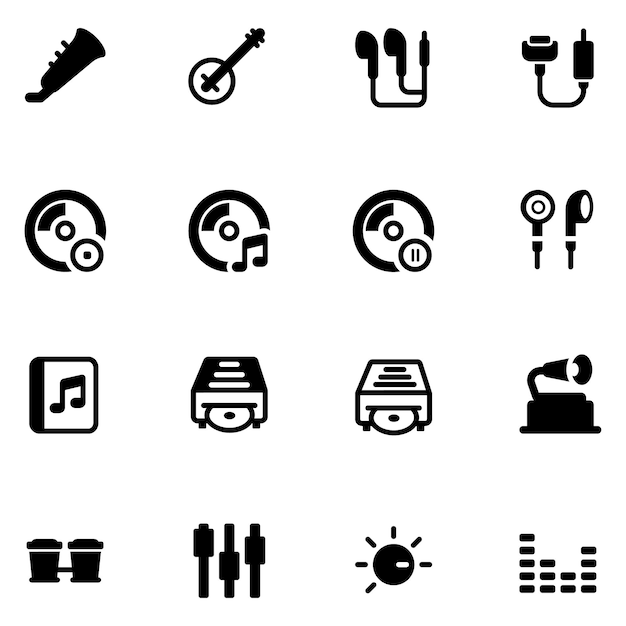 Icons for audio visual media Multimedia icon set. fillio black icon series vector illustration