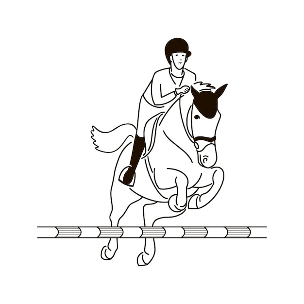 Icons of a boy and a pony jumping over a barrier