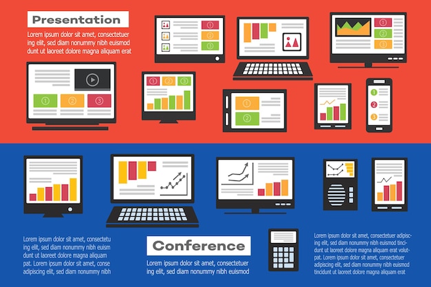 Icons Business Communications. A set of internet icons with different media objects. computer, telephone, communication, and communication and presentation of business ideas.