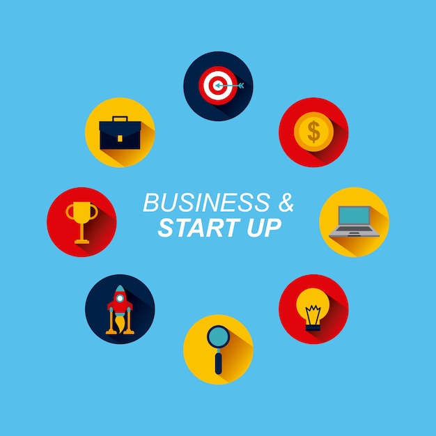 Icons of business and start up concept