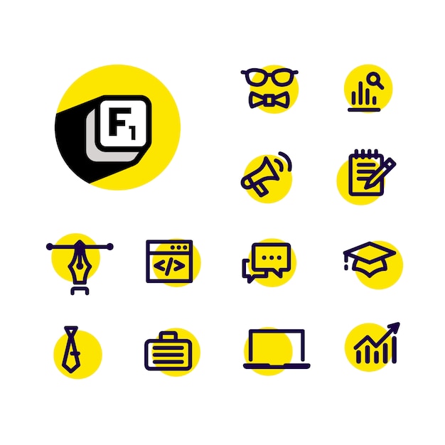 Icons on a business theme. reference data for users.