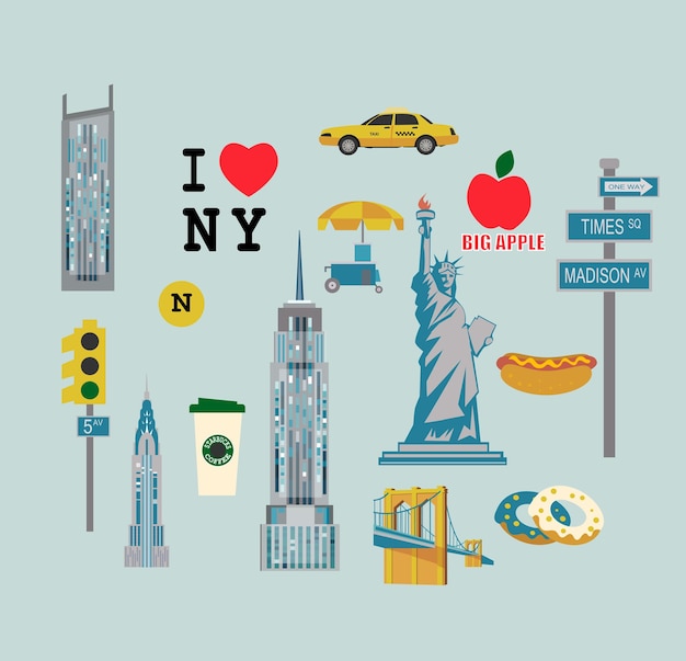 Vector icons by topic new york