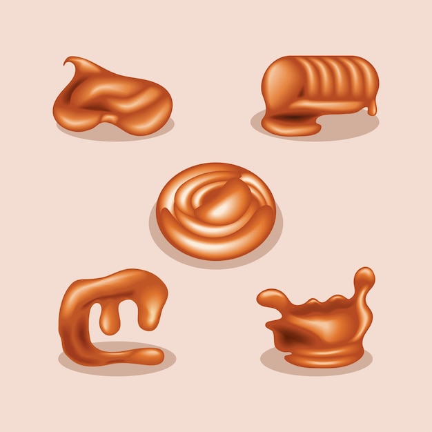 Icons caramel candies glazed