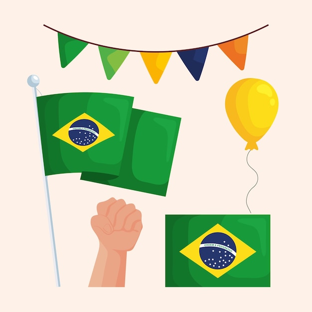 Vettore icone per la celebrazione in brasile