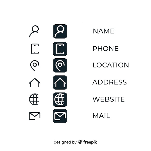 Vector icons collection for business card