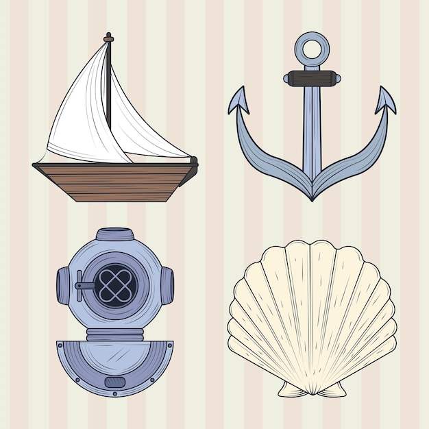 Icons collection nautical