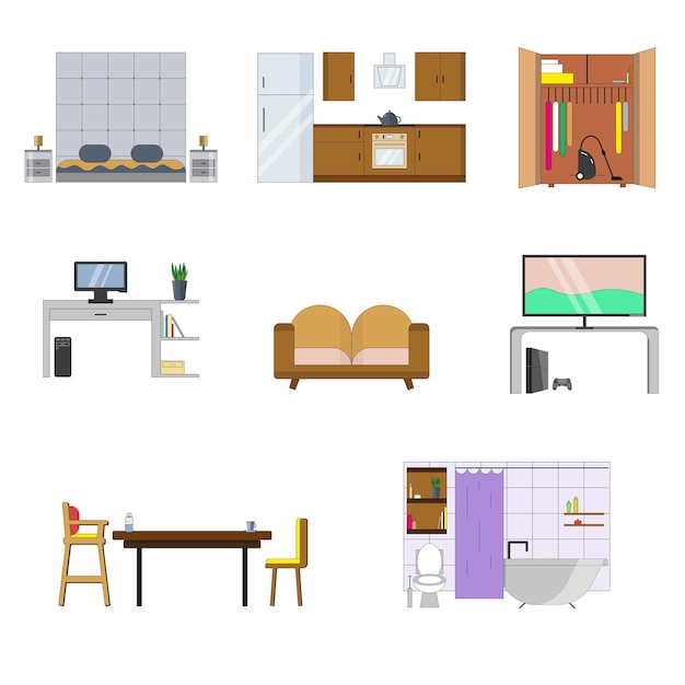 Icons color furniture pack