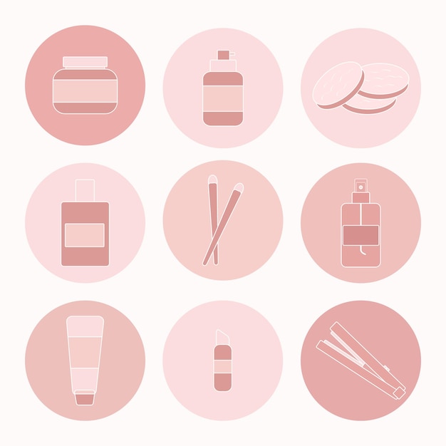 Vector icons of cosmetics vector ilustration on a flat style isolated on a white background self care ilu