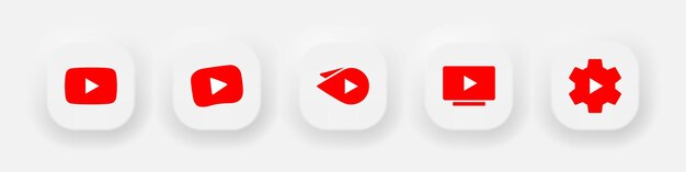 Vector icons of different buttons in youtube youtube editorial logo various buttons on youtube vector icons