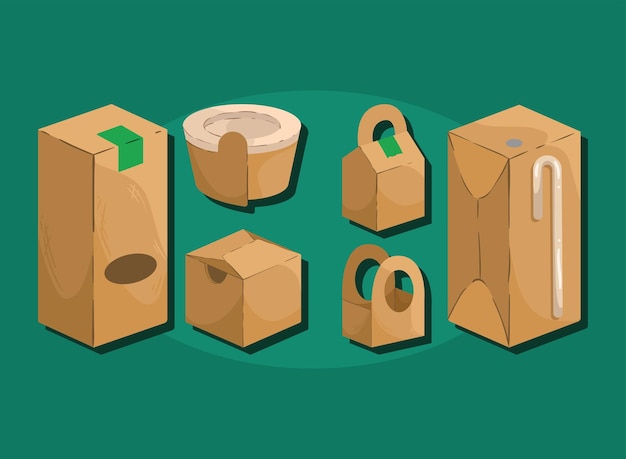 Icons eco packages mockup