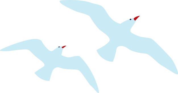 Icons of Flying Seagull in Flat Style