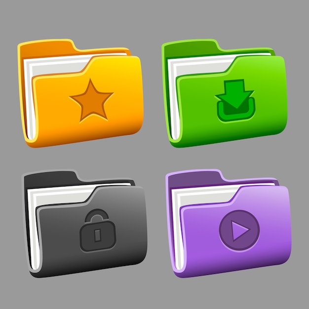 Vector icons folders set