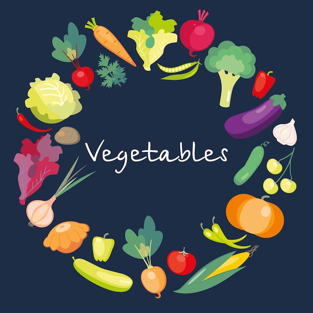 Icons of fresh vegetables Vector illustration