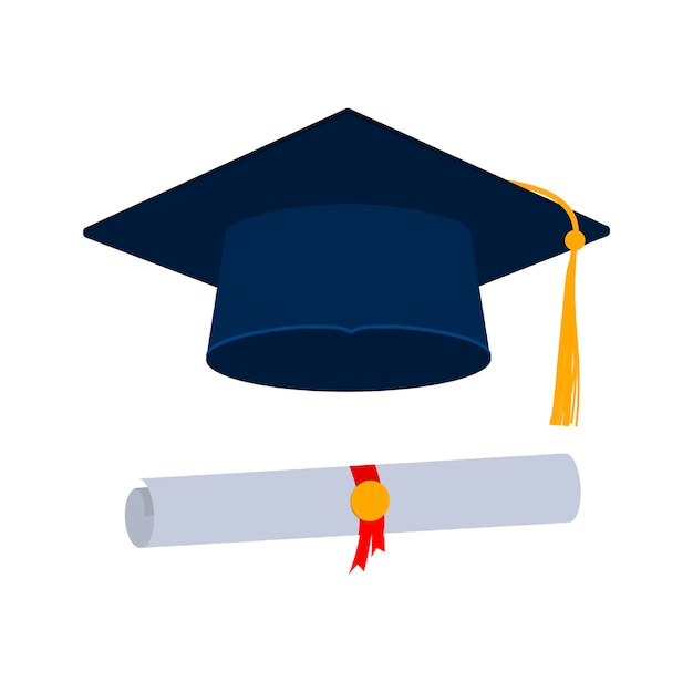 Vector icons. graduation cap or hat vector illustration in the flat style. graduation cap isolated on the background.