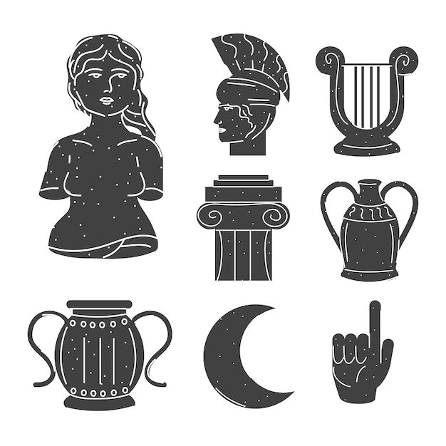 Vector icons greek sculpture