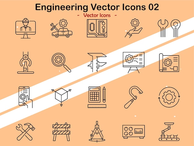 Vector icons illustrating additional engineering and construction themes in vector style