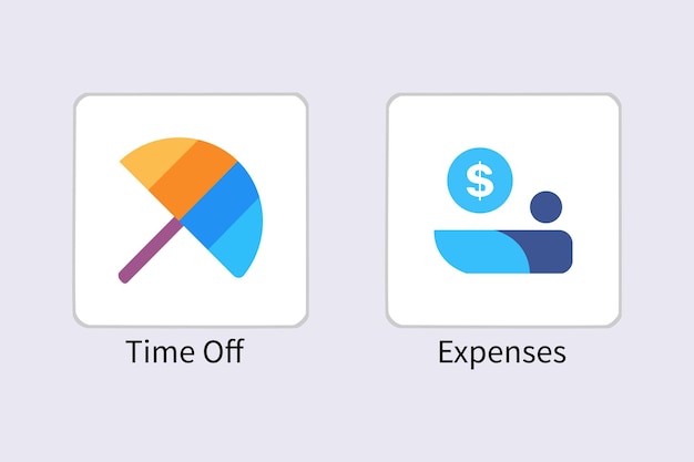 Vector icons of odoo 17 modul time off and modul expenses