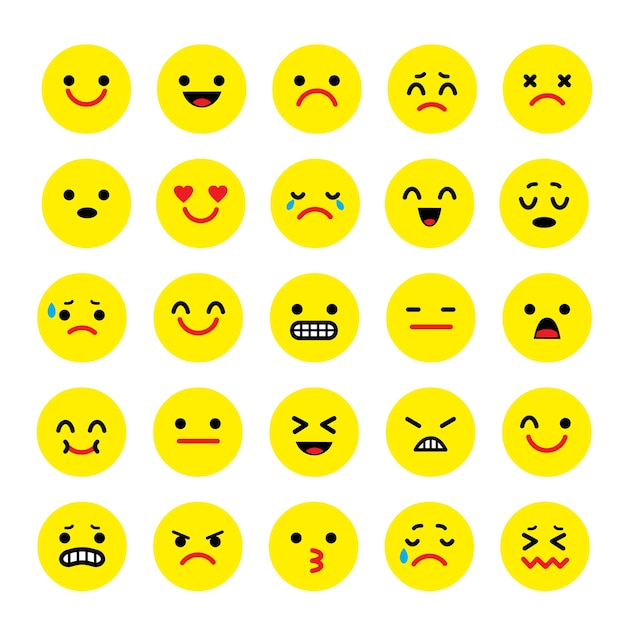 Иконки смайликов лица эмоции мультфильм