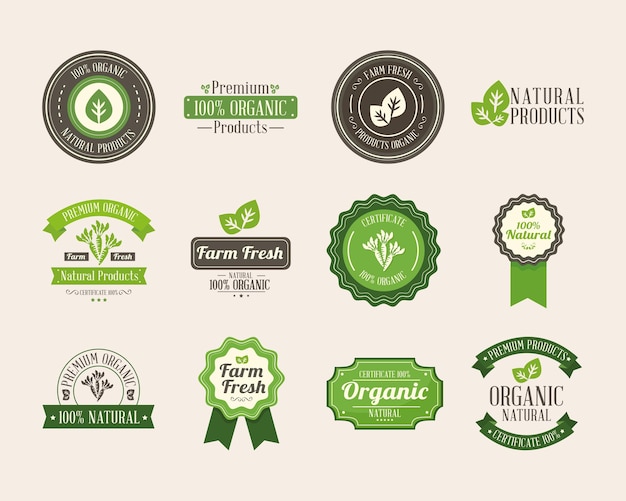 Vector icons for organic product label